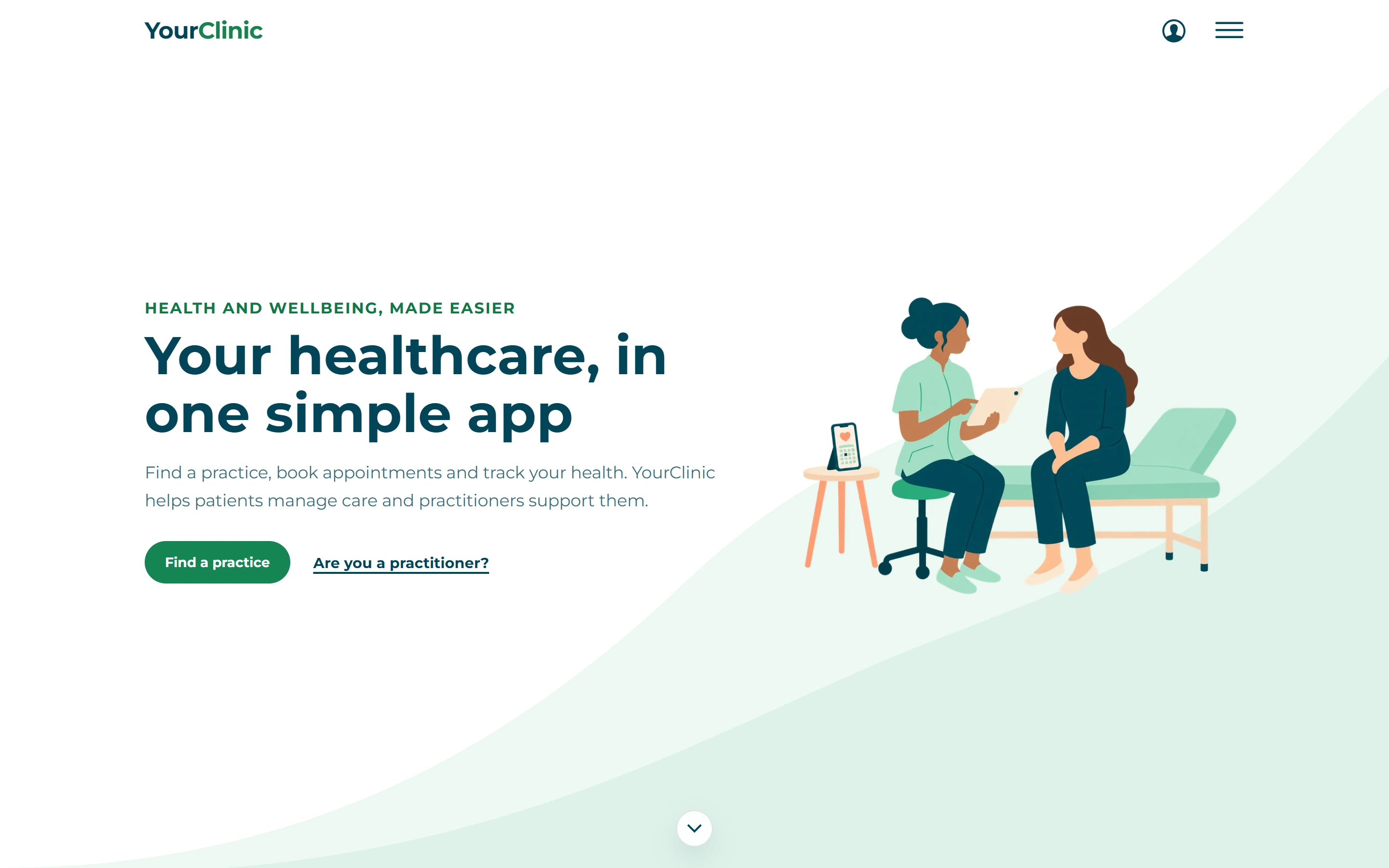 YourClinic homepage introducing its health and wellbeing service